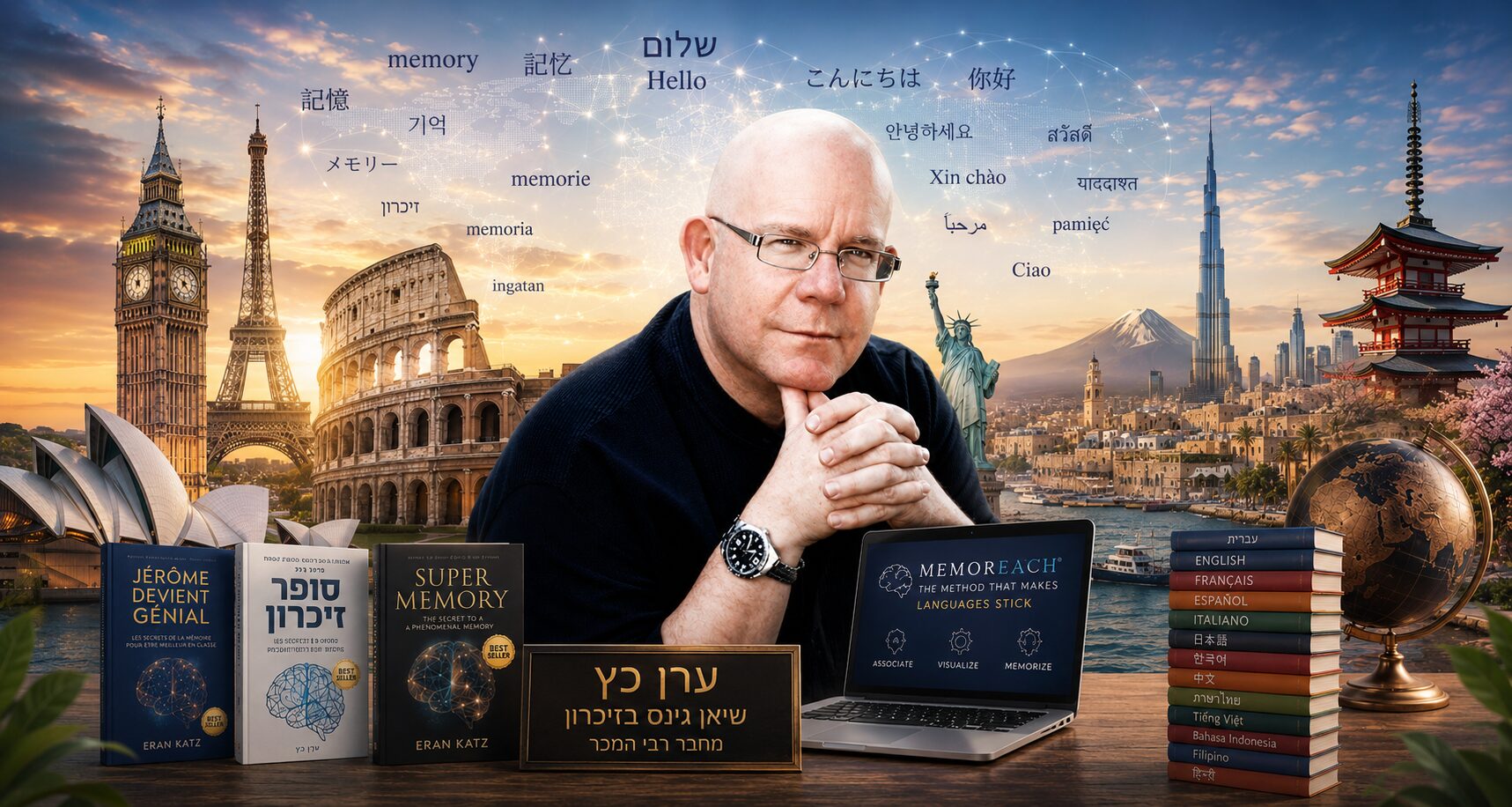 ערן כץ, שיאן גינס בזיכרון, שותף לפיתוח שיטת MemoReach ללימוד שפות